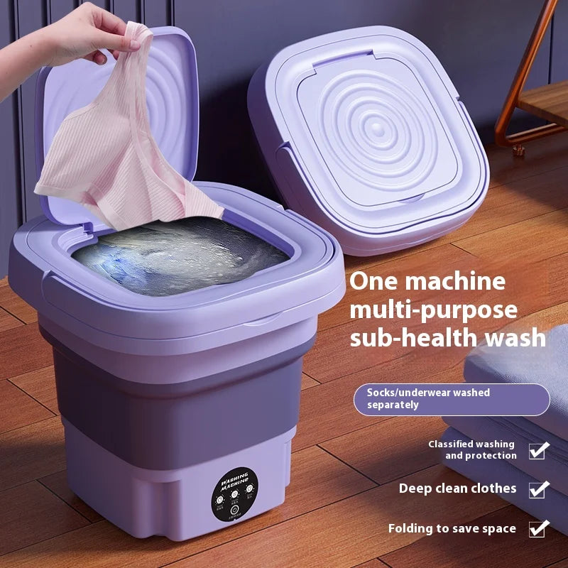Mini Machine à Laver Pliable Violette à 3 Mode de Lavage